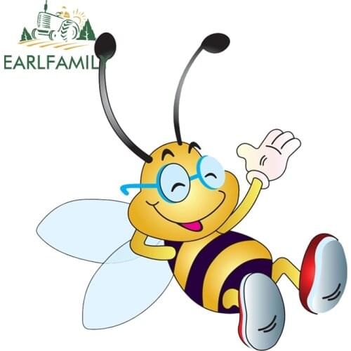 EARLFAMILY 13cm x 12.7cm for Bee Vehicle Car Stickers Sunscreen Occlusion Scratch Decal Motorcycle Bumper Cartoon Car Styling