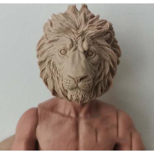 1/6 animal head carving lion white model animal corps lion head 12 inch action figure accessories