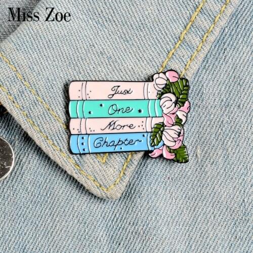 Flowers Books Enamel Pin Custom Reading Brooches Backpack Clothes Lapel Pin Fun Bookworm Badge Jewelry Gift for Kids Friends