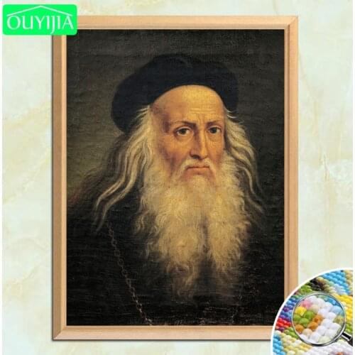 Great Painter Da Vinci Portrait 5D DIY Diamond Painting Full Square Diamond Embroidery Rhinestones Mosaic Decoration Picture