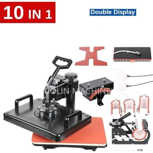 12" x 15" Heat Press Machine Swing Away Sublimation Printing 10 in1 Combo Heat Transfer Design for T-Shirt Hat Cap