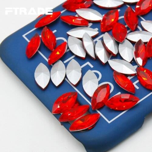 Red/Light Siam Color Marquise Horse eye Glass Rhinestone Non Hot Fix, Pointed Stones Of High Quality Glass Beads 3X6mm-17x32mm