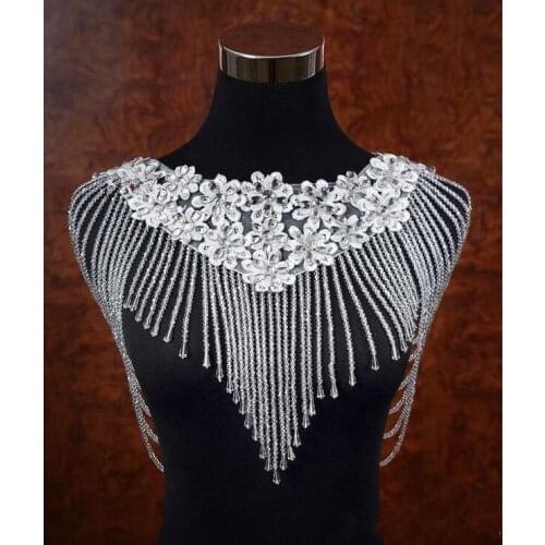 Lace Beading Wedding Jacket White Ivory Crystal Bridal Bolero Jackets Jewel Neck Appliques Wedding Wrap