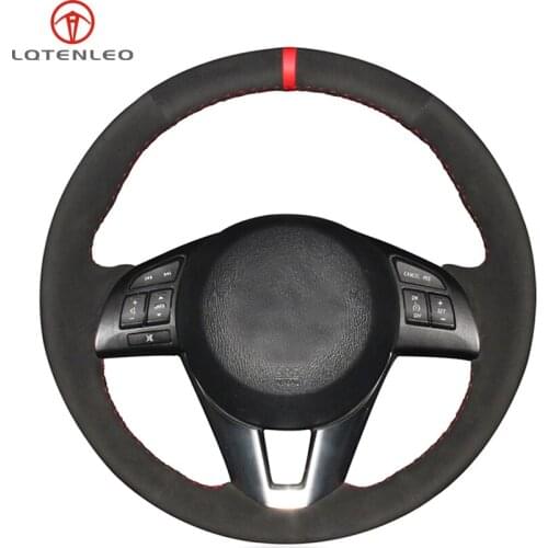 LQTENLEO Black Suede Car Steering Wheel Cover For Mazda 3 Mazda 6 2013-2017 Mazda 2 2015-2017 CX-5 2012-2017 CX-3 CX-4 2016 2017