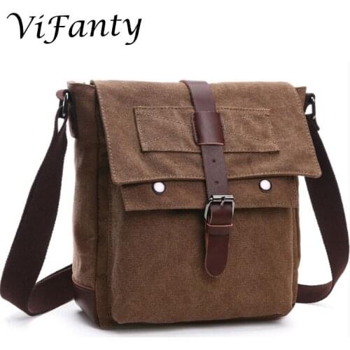 Small size Messenger Bag Vintage Canvas Leather Military Shoulder Laptop Bags