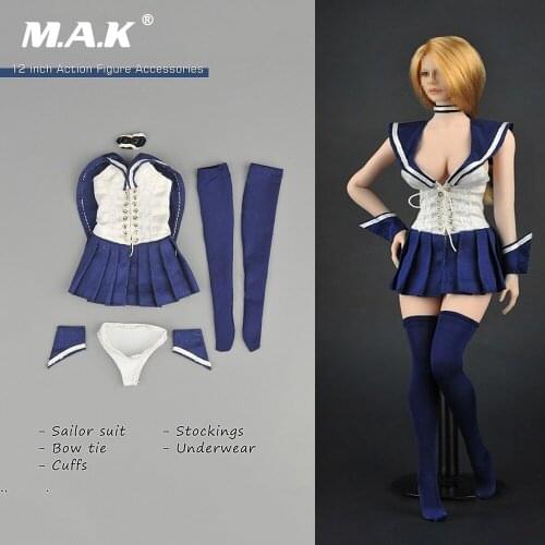 1/6 Scale Female Sailor Short Skirt Girl Dress Set for 12" Female Action Figure Doll Accessories