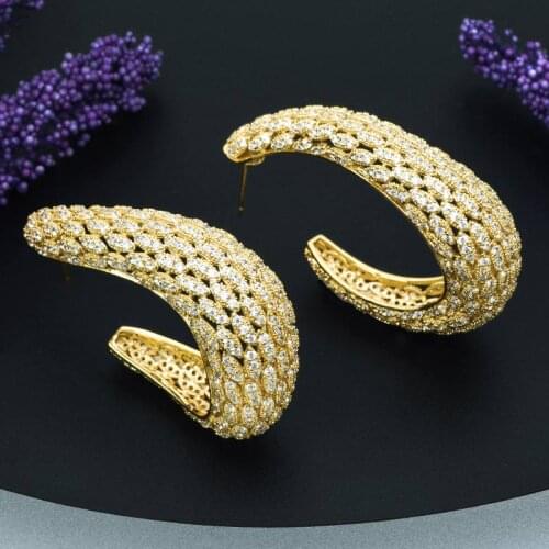 MoonTree Big Wide Geometry Fashion Mixed Ear Drops Copper Earring For Girls And Women Wedding Party Fashion Jewelry High Quality