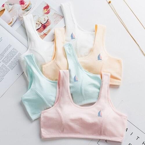 Little Girls Soft Sport Bra Cotton Spandex Small Vest Design Wireless Bralette SDFA88