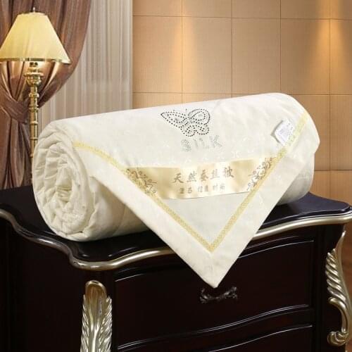 Real Limited High Quality Mulberry Silk Quilt Summer Jacquard Duvets Four Seasons Keep Warm Comforters King Queen 100% Cotton