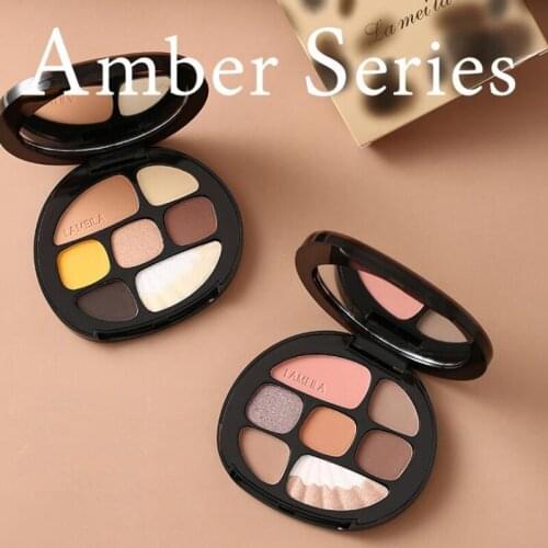 New 8 Colors Amber Eyeshadow Powder Smooth Makeup Eye Shadow In One Palette Include Matte Pearl Natural Shimmer Glitter Blush