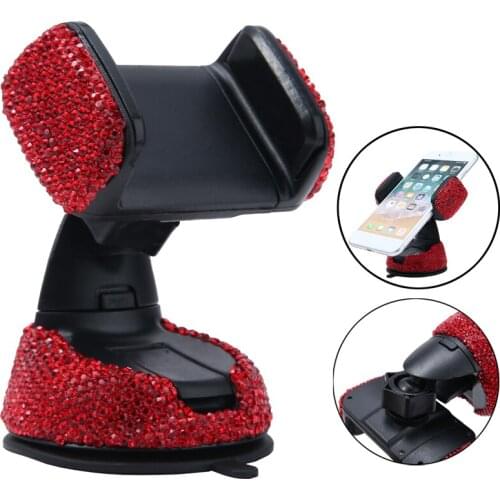 New Crystal Bling Car Phone Holder Stand Girls Interior Car Dashboard Air Vent Bracket Universal Mobile Phone Holder Accessories