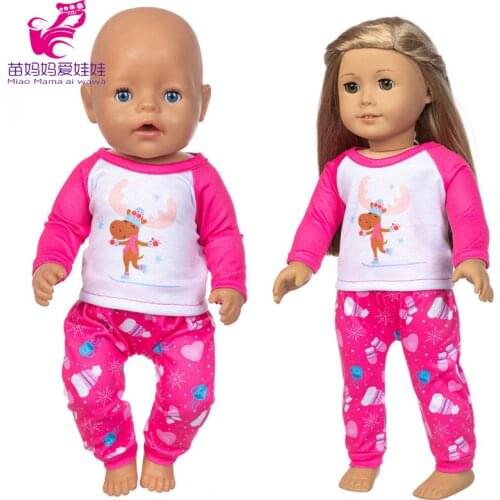 Reborn Baby Dolls Clothes Rose Pink Reindeer Pajama Sets 18 Inch American Og Girl Doll Clothes Baby Birthday Gift