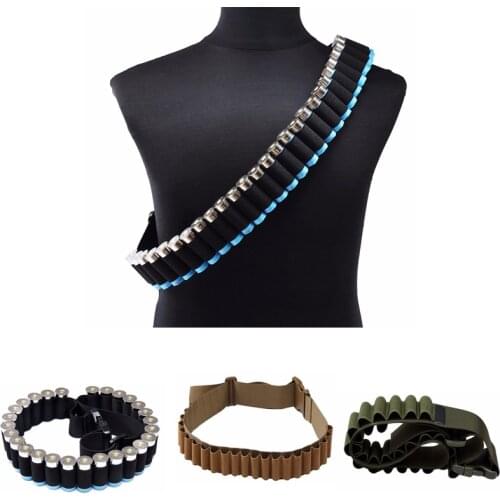 Hunting Bandolier Belt 7.62 12/20 GA Caliber Cartridge Ammo Holder Carrier 27 Round Gun Shell Waist Bullet Airsoft Tactical Gear