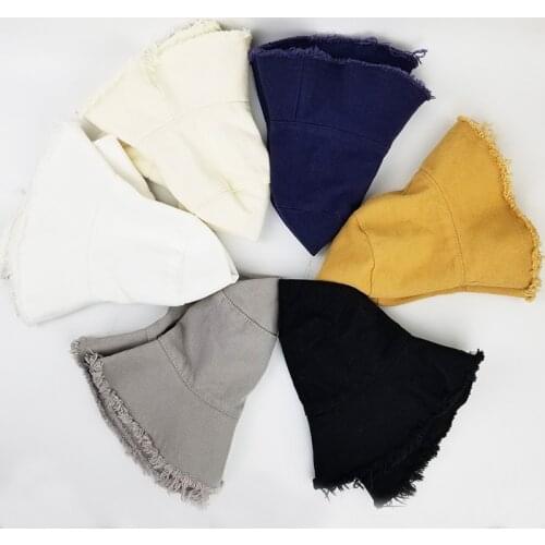 2021 Cotton Fashion Korean Casual Ladies Flat Tassel Bucket Cap FishermanS Hat Beach Tourism Hats Women Breathable Sun Hat