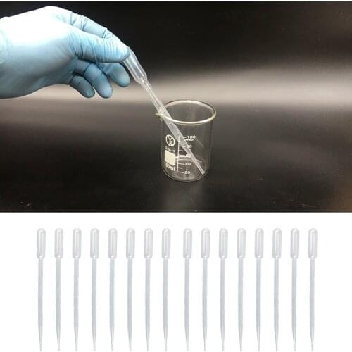 Behogar 100PCS 3ml Disposable Plastic Transfer Dropper with Marks for Chemistry Oils Cosmetics Perfumes Micro Measure Liquids