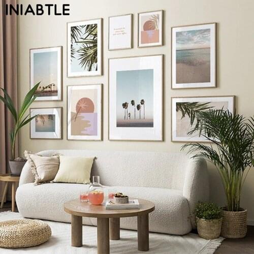 Nordic Ocean Sea Beach Landscape Poster Canvas Painting Summer Sun Leaves Wall Art Print Scandinavian Picture Room Home Decor