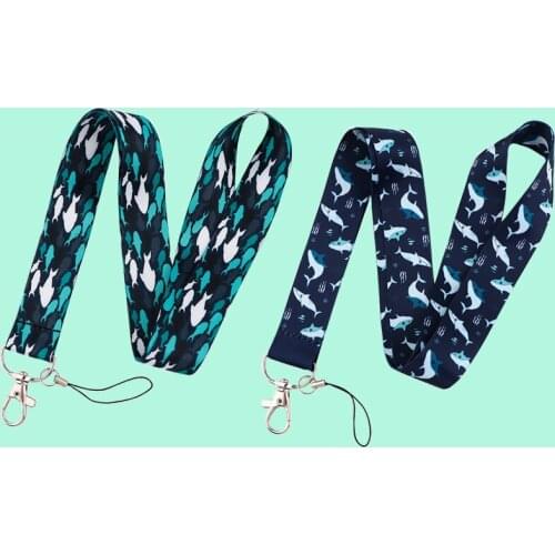 20pcs/lot G2122 Cartoon Shark Dolphin Whale Mobile Phone Lanyard With Care Cover For Key USB Badge Holder Neck Lanyard