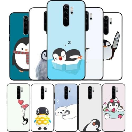 Cute cartoon animal penguin black Silicone Phone Case For Redmi note 9 8 7 Pro S 8T 7A Cover