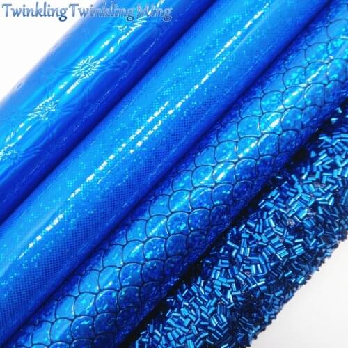 BLUE Chunky Glitter Canvas Sheet, 8"x11" Glitter Sheets, Faux Leather Sheet, Chunky Glitter Hair Bow & Earring Fabric XM029