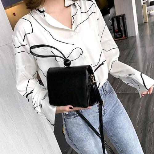 High quality PU ladies shoulder bags pure black magnetic buckle female shopping phone bag large capacity ladies Messenger bag