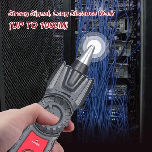 Wire Tracker Portable RJ11 RJ45 Cable Tester Telephone Network Line Finder with Headphone Jack LED Light for Network Maintenance