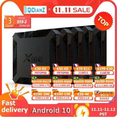 5pcs X96q smart TV Box android 10.0 allwinner h313 quad core 2G 16G 4k 3d x96 q mini android tv set top box media player