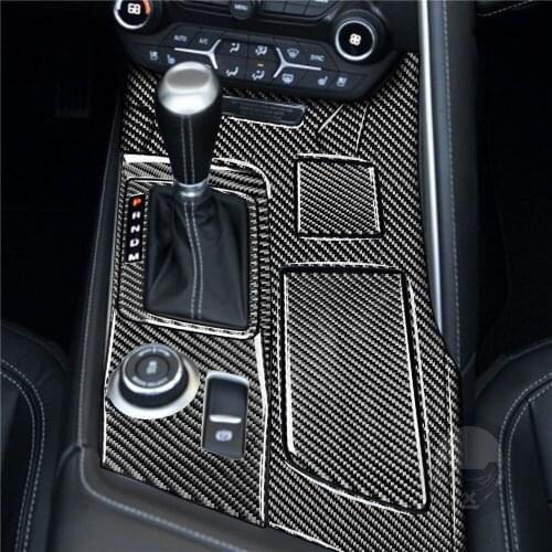Carbon Fiber Gear Shift & Cup Holder Panel Sticker For Corvette C7 2014-2019
