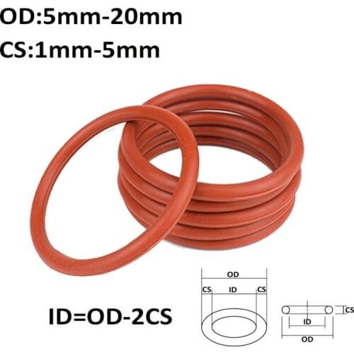 Red Silicone Rubber O-Ring Thickness 1/1.5/2/2.4/3/3.5/4/5mm OD 5-18mm Sealing Ring Heat Resistance O Ring Seals Gaskets