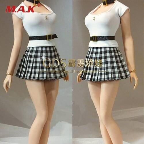 In stock 1/6 Scale Female action figure clothing set OL style business wear plaid skirt PL206