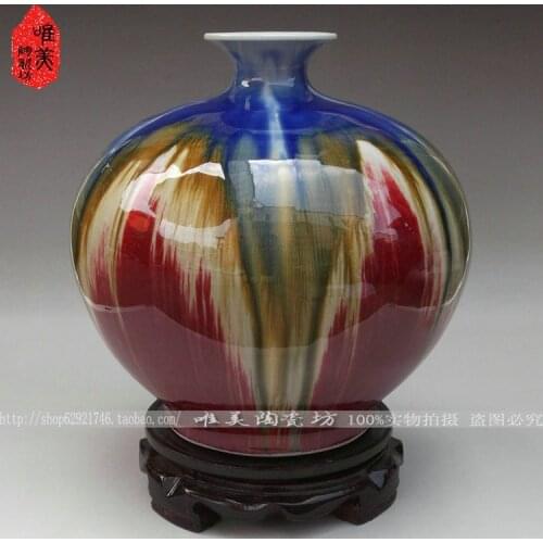 Kiln color glaze crack glaze vase pomegranate bottle fashion brief modern vase decoration