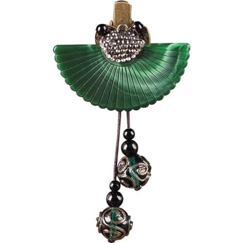 Fan shaped Resin Hair Clip Hair Accessories Jewellery Chinese Ethnic Hairpin Handicrafts Barrettes Ancient Head Ornaments