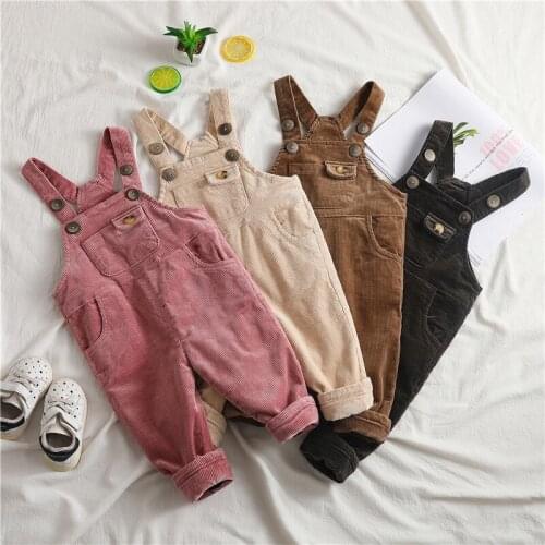 Baby Boys and Girls Corduroy Pants Toddler Overalls 2020 Autumn New Kids Boys Solid Casual Suspender Pants Kids Girls Overalls