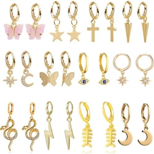 Vintage Earring Fashion Jewelry Colorful Butterfly Shape Earring Pendant For Women 2021 Simple Alloy Animal Earrings Party Gifts