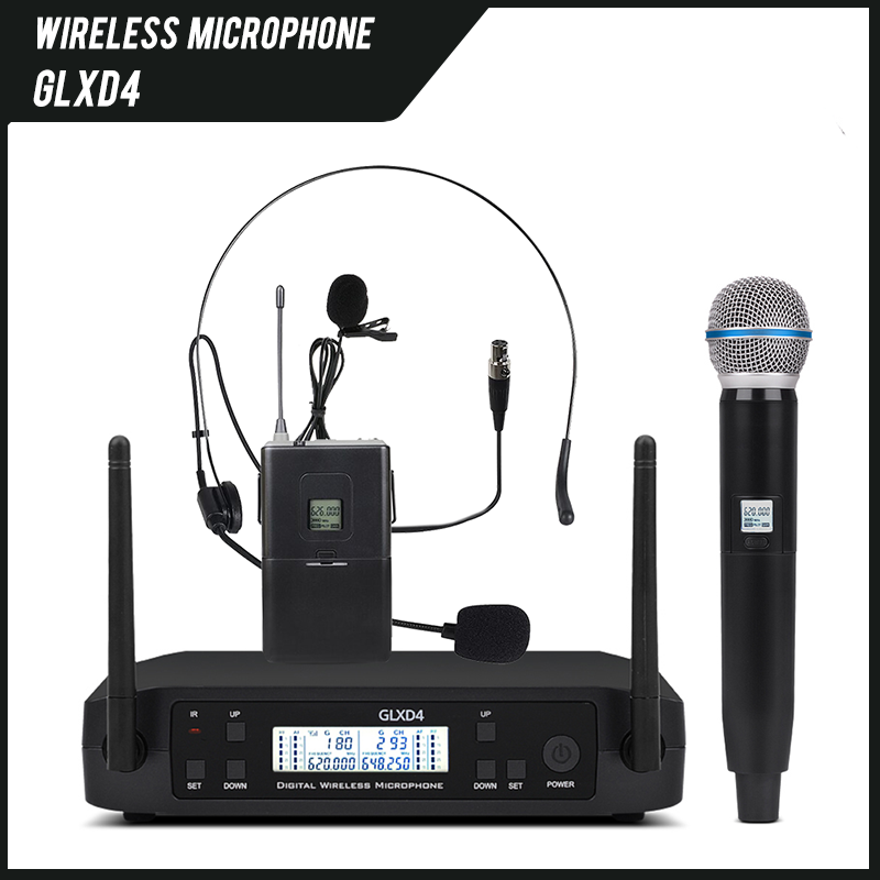 Free shipping!!! Top quality GLXD4 GLXD24 GLXD wireless microphone system mic for karaoke and speech with Beta58 and S.M58 mic