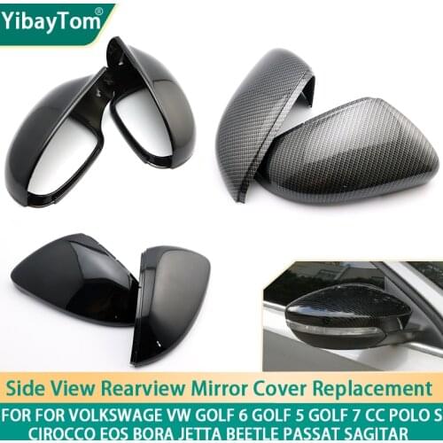 Carbon fiber Pattern mirror cover For Volkswage VW Golf 6 Golf 5 Golf 7 CC POLO Scirocco EOS Bora Jetta Beetle Passat Sagitar