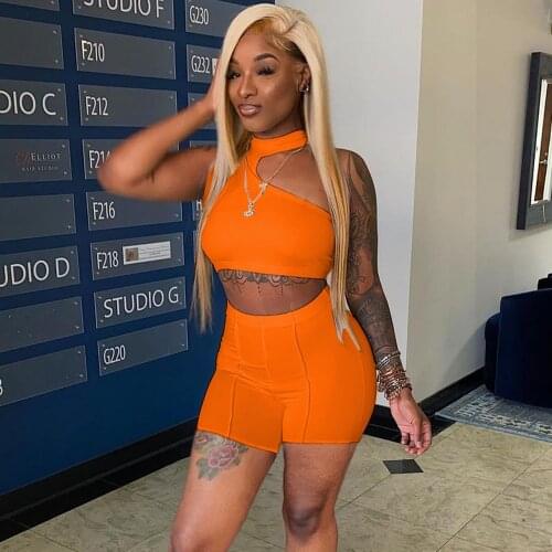 Women Set Solid Sleeveless Crop Top Sheath Elastic High Waist Shorts 2 Piece Sets Fashion Tracksuit Summer Casual Outfit