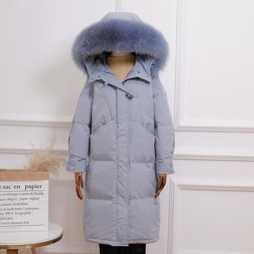 SEDUTMO Winter Thick Warm Duck Down Jackets Women Real Fox Fur Hooded Long Coat Autumn Fashion Oversize Parkas ED1629