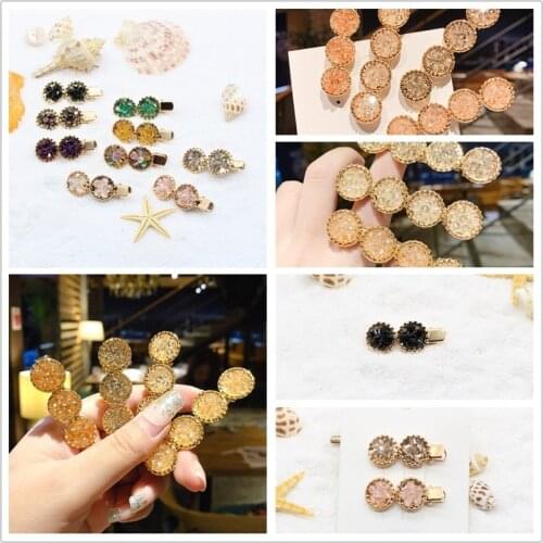 1PC Han Edition Luxury Crystal Hair Bang Metal Hair Clips Water drill Flowers Children Maiden Metal Head Wear