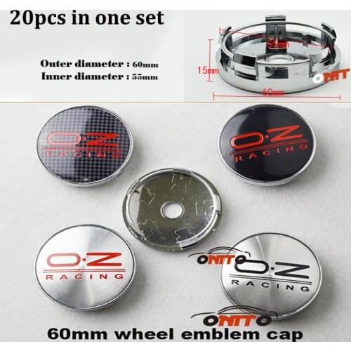 20pcs 60mm 2.36inch Car Logo Badge Emblem Auto Car Wheel Center Hub Caps Covers OZ Racing Car Accessories Decal Label Styling