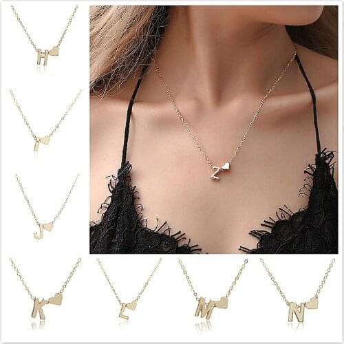 2021 Hot Sale Chain Necklace Fashion Heart Delicate Initial Letter Name Womens Necklace Jewelry Clavicle Chain