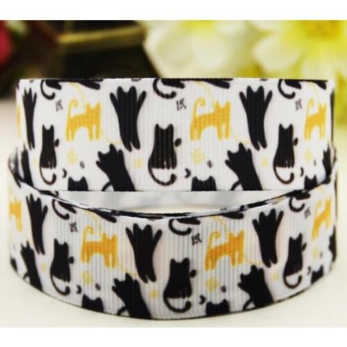 22mm 25mm 38mm 75mm Cat Cartoon printed Grosgrain Ribbon party decoration 10 Yards X-03924