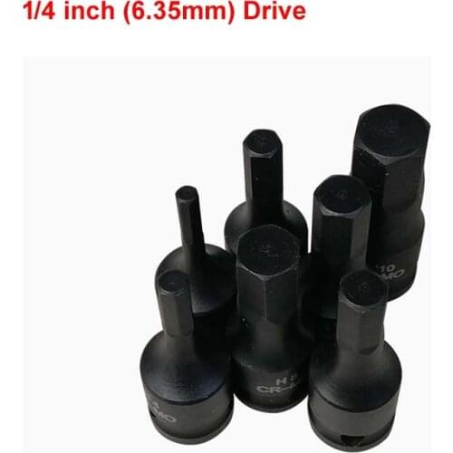 7pcs/set Pneumatic 1/4" Hex Drive Impact Hexagon Head Socket Screwdriver Bit Set H3 H4 H5 H6 H7 H8 H10 35mm length