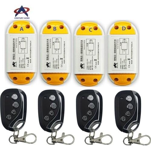 AC85V 110V 220V 240V 1CH 10A RF Wireless Remote Control Switch System teleswitch 4 A7 transmitter & 4 receiver Smart Home Switch