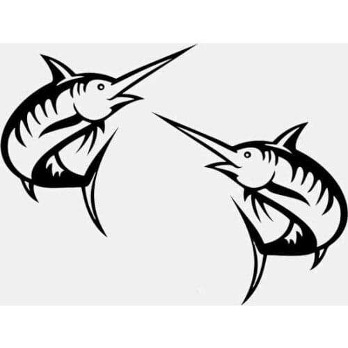 Car Sticker Personality Marlin Fishing Decal PVC Art Deco Car Sticker Creative Waterproof Cover Scratch Black/White, 17cm*13cm