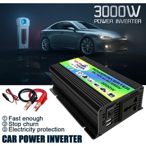 3000W Car Inverter Voltage Transformer Converter DC 12V To AC 220V For Solar Inverter Home Appliances