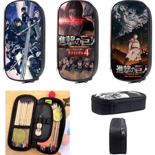 3D Print Attack on Titan Season4 Pencil Case kids Cartoon School Supplies Stationery Pen Box Anime Pen bag Women Cosmetic Bag