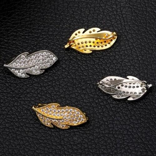 Juya DIY Decorative Leaf Lock Bracelets Clasps & Hooks Accessories For Needlework Natural Stones Pearls Necklace Jewelry Making