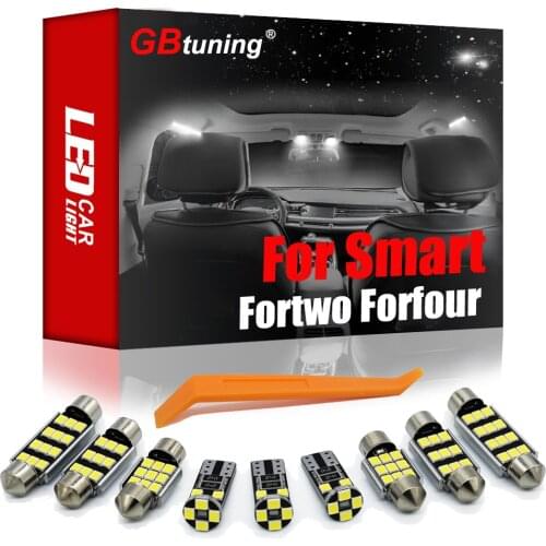GBtuning Canbus LED Interior Light Kit For Smart Fortwo 450 451 453 Forfour 454 453 EQ Vehicle Dome Map Trunk Lamp Accessories