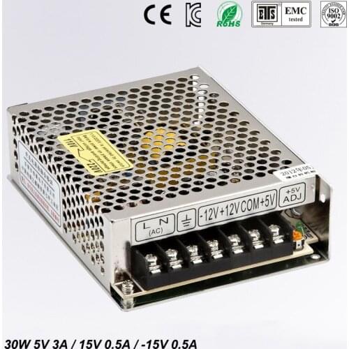 30W Triple output switching power supply 5V 15V -15V 3A 0.5A 0.5A power suply T-30C High quality ac dc converter