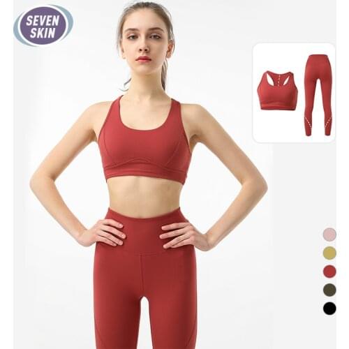 SEVEN SKIN 2PCS Workout Set Women Seamless Yoga Sportswear Gym Fitness Clothes for Women Running Leggings Sports Bra Yoga Suit